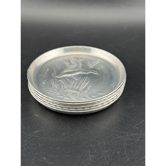 Vintage Aluminum Duck Coasters - Set of 5 - Picture 2 of 4
